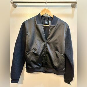 Adidas Women’s Black Athletics Sport ID Sherpa and Satin Bomber Jacket Size M